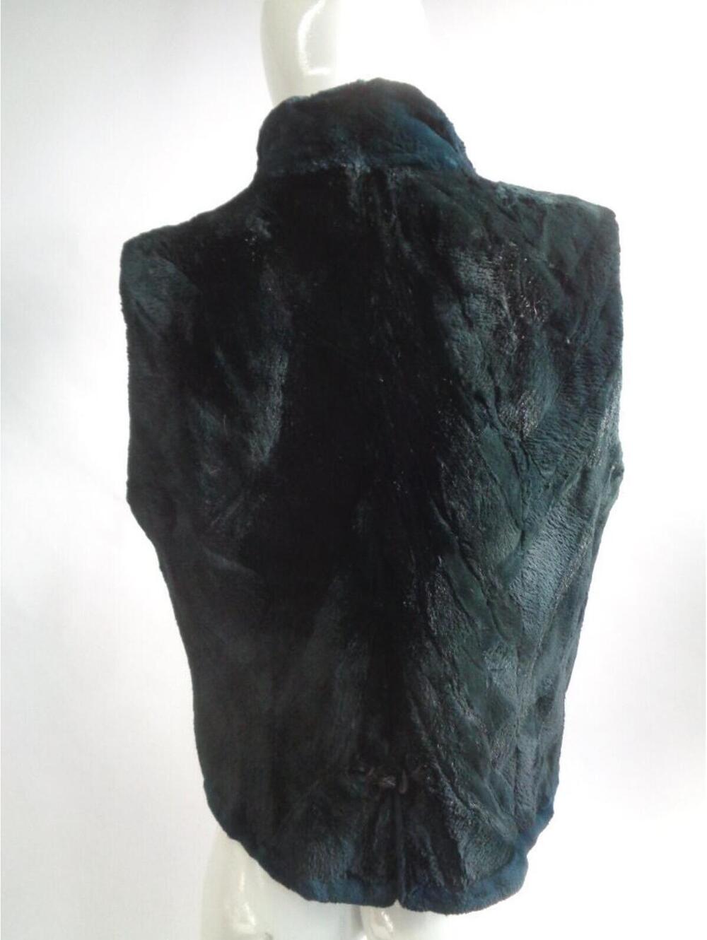 Brand New Dark Green Sheared Beaver Fur Vest Women Woman Size 4 Small - Picture 3 of 3